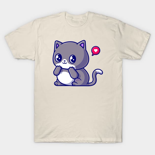 Cute Shy Cat Cartoon T-Shirt by Catalyst Labs